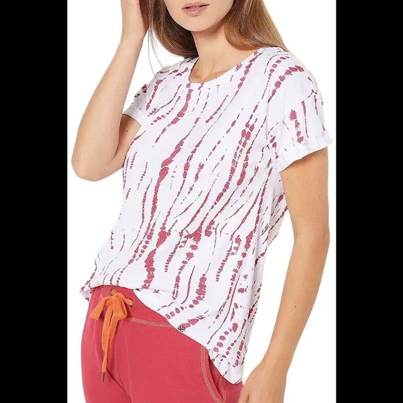 Seed to Style Organic Cotton Shibori Print Short-Sleeve T-Shirt Red - Regular - Picture 1 of 1